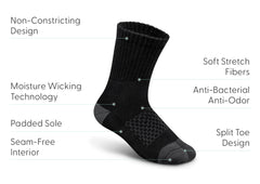 Bunion Relief, Padded Ankle Socks - Black
