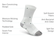 Bunion Relief, Padded Ankle Socks - White