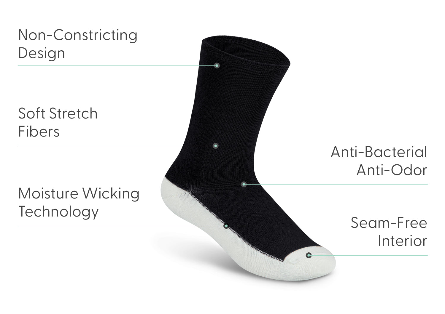 Casual/Dress Diabetic Socks - Black