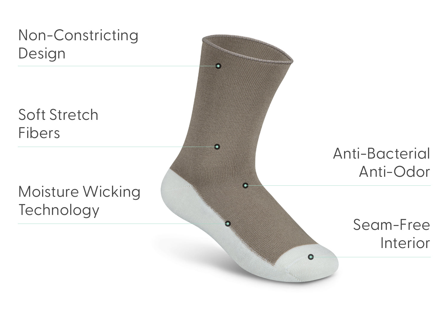 Casual/Dress Diabetic Socks - Brown