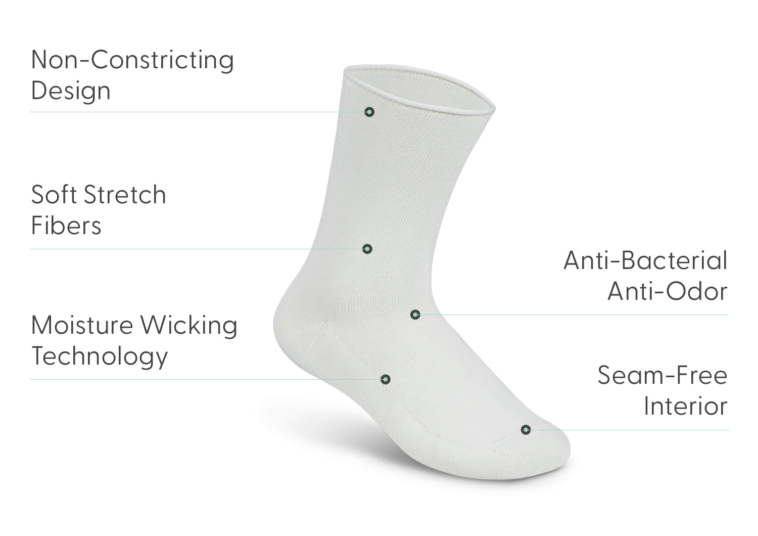 Casual/Dress Diabetic Socks - White