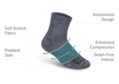 Compression Ankle Socks 20-30 mmHg - Gray/Teal Stripe