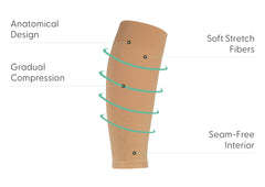 Compression Calf Sleeves Standard 15-20 mmHg - Tan