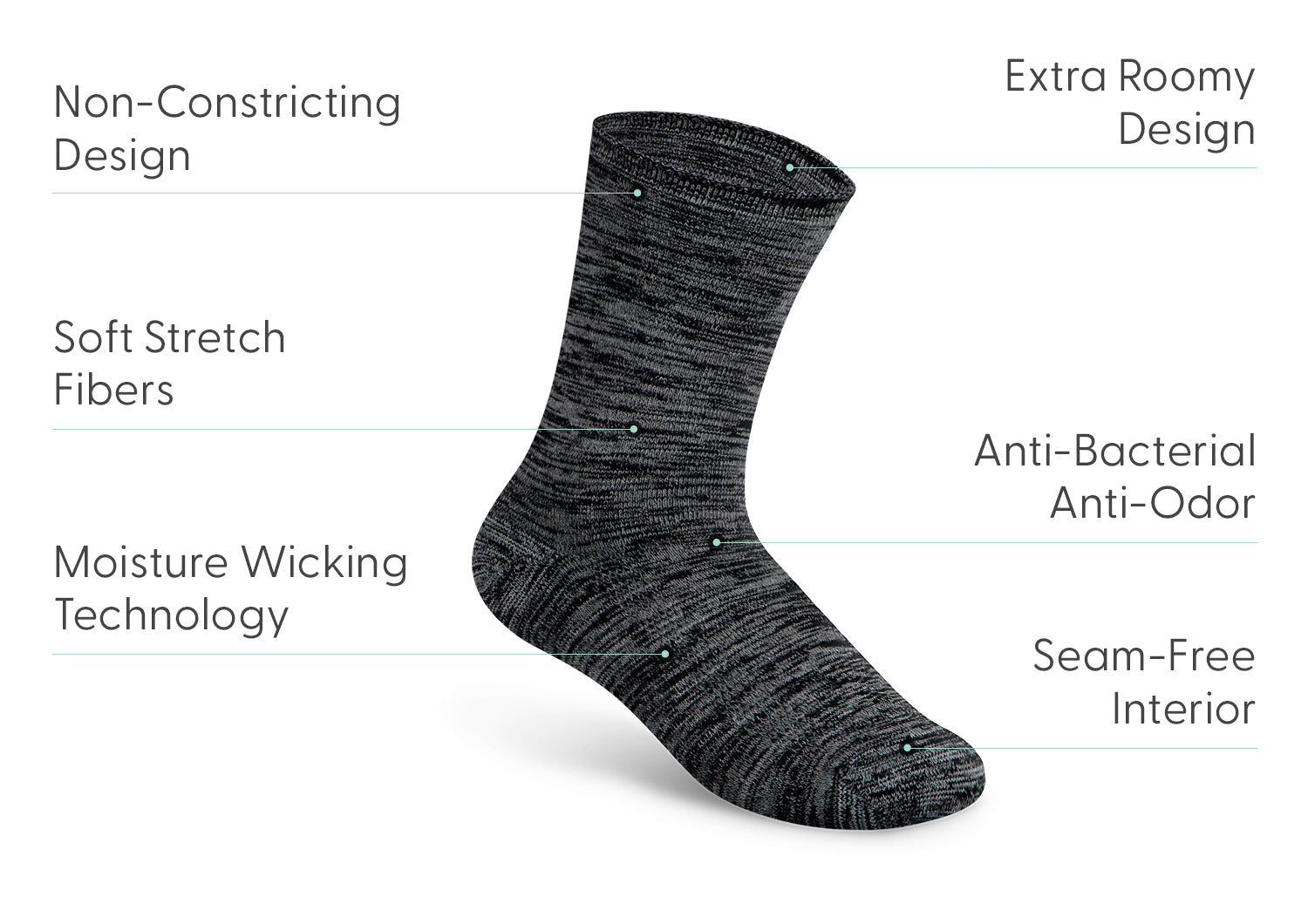 Extra Roomy Socks (Thick) - Black/Gray