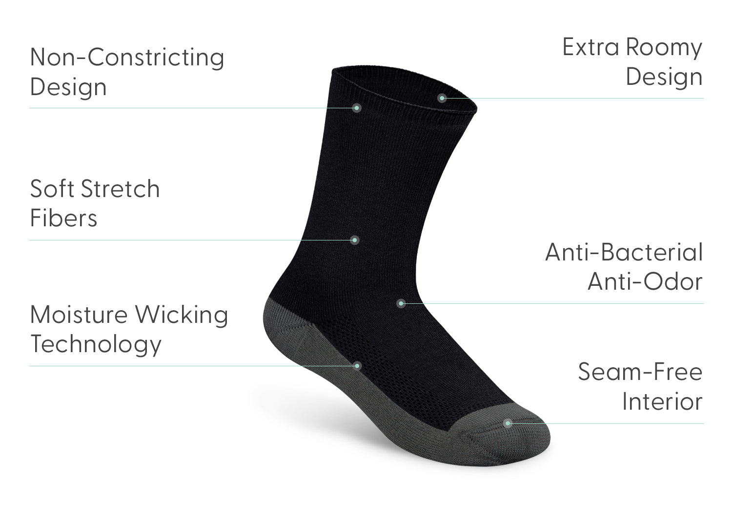 Extra Roomy Socks (Thick) - Charcoal