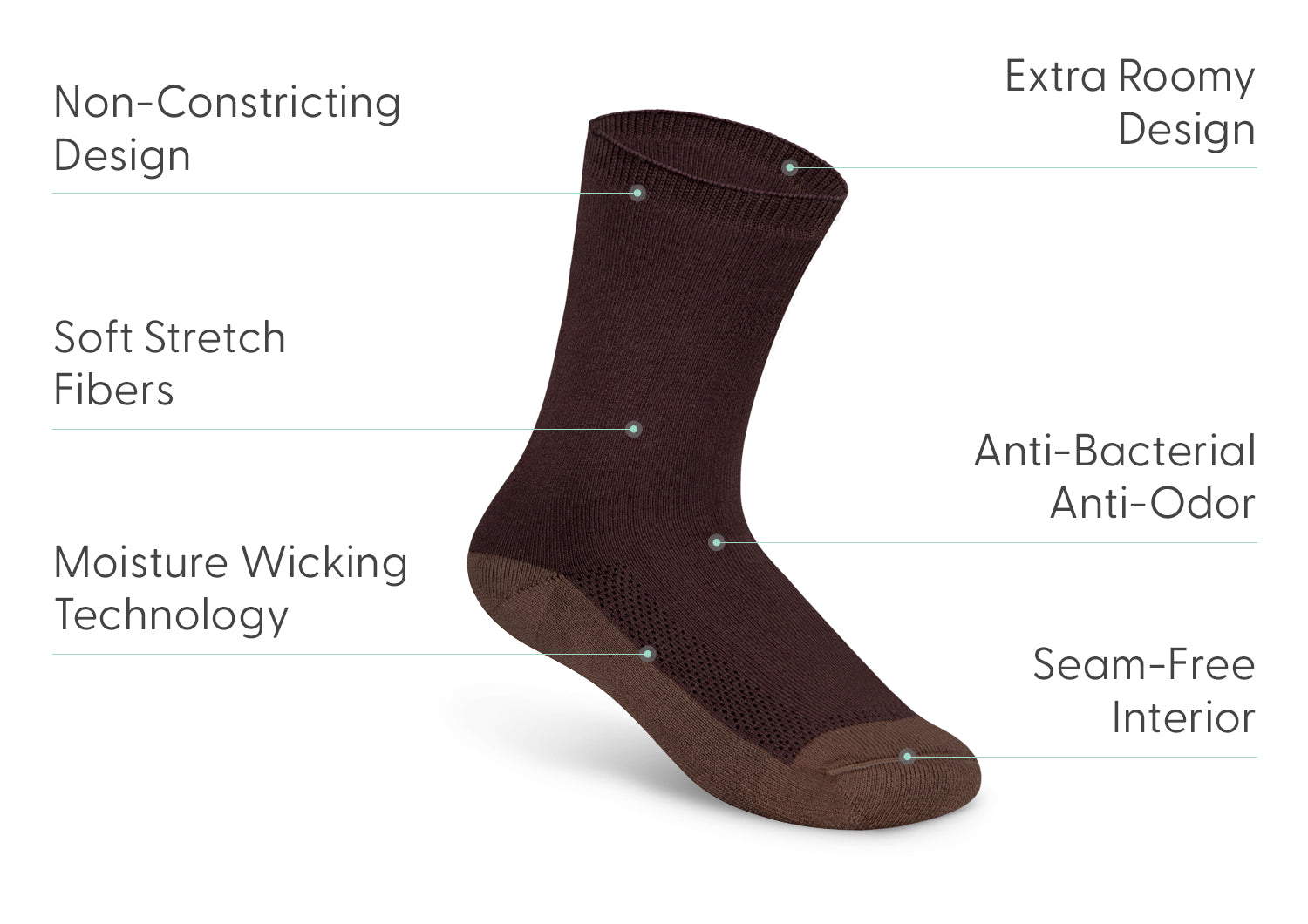 Extra Roomy Socks (Thick) - Dark Brown