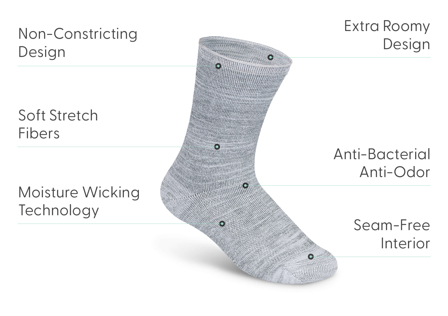 Extra Roomy Socks (Thick) - Gray