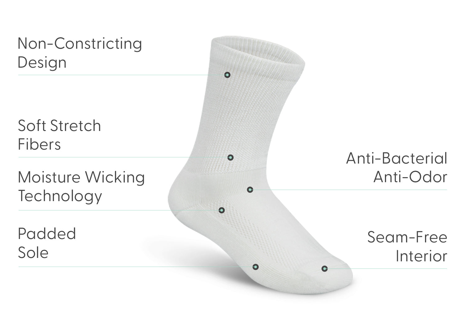 Padded Sole Diabetic Socks - White