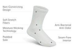 Padded Sole Diabetic Socks - White